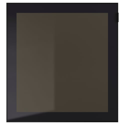 GLASSVIK Pintu kaca, hitam/kaca berkabut, 60x64 cm