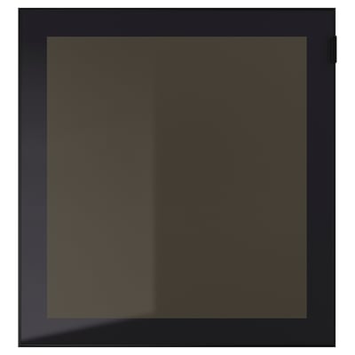 GLASSVIK Pintu kaca, hitam/kaca berkabut, 60x64 cm