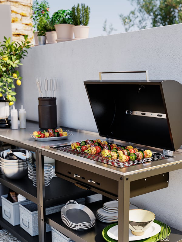 GRILLSKÄR Dapur + bbq arang, luar, keluli tahan karat, 172x61 cm