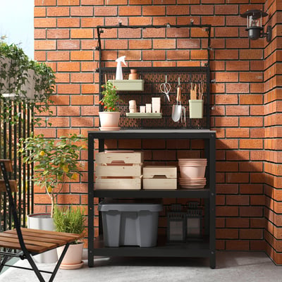 GRILLSKÄR Pulau dapur dengan panel belakang