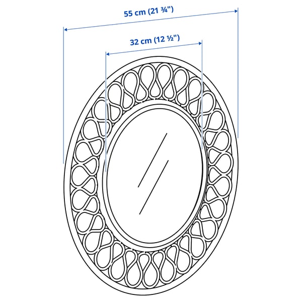 GRINSBOL Cermin, rotan, 55 cm