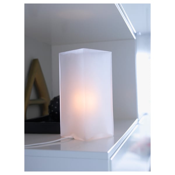 GRÖNÖ Lampu meja, kaca berfros putih, 22 cm