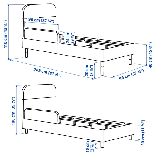 GRYSNA Rangka katil upholsteri, 90x200 cm