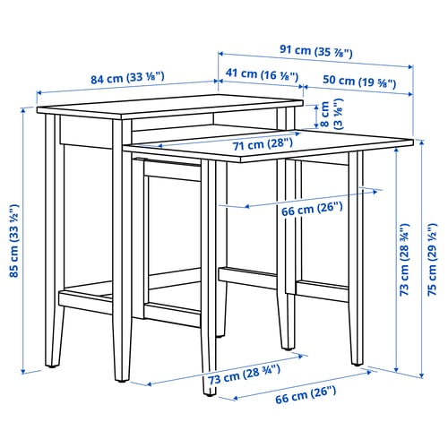 GULLABERG / BRYTNING Meja dan kerusi, putih/kuning air, 84x41 cm
