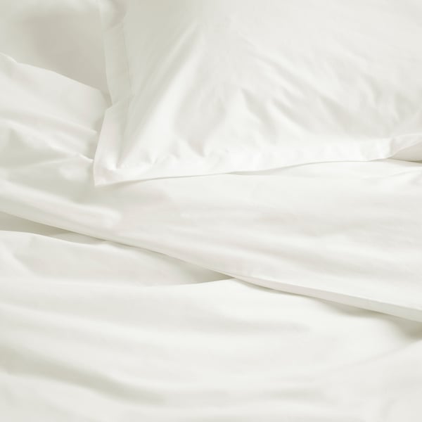 HAMPFLOCKEL Sarung duvet dan 2 sarung bantal, putih, 200x200/50x80 cm