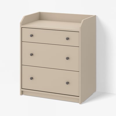 HAUGA Almari 3 laci, kuning air, 70x46x84 cm
