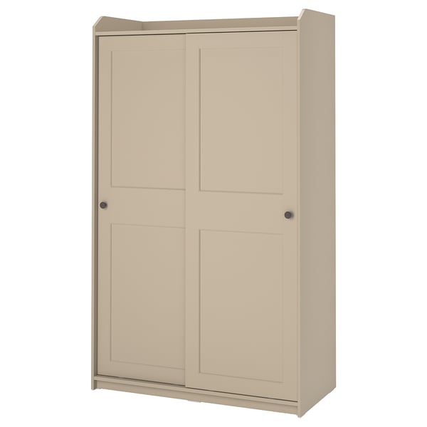 HAUGA Almari pakaian berpintu gelangsar, kuning air, 118x55x199 cm