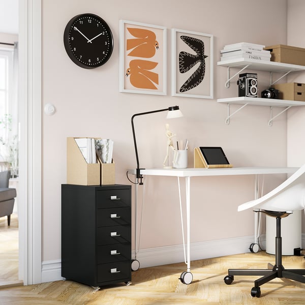 HELMER Unit laci beroda, hitam, 28x65 cm