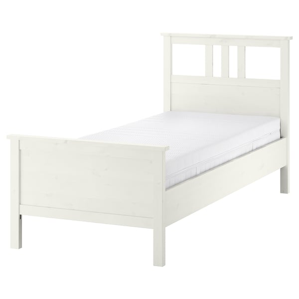 HEMNES Rangka katil dgn tilam, kemasan putih/Åkrehamn padat, 90x200 cm