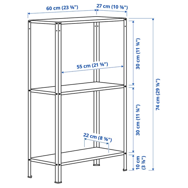 HYLLIS Unit para-para, dalam/luar, 60x27x74 cm