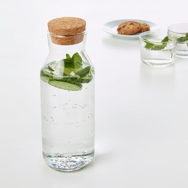 IKEA 365+ Serahi dengan penyumbat, kaca jernih/gabus, 0.5 l