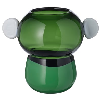 IKEA PS 2026 Vas, kaca/hijau/putih, 22 cm