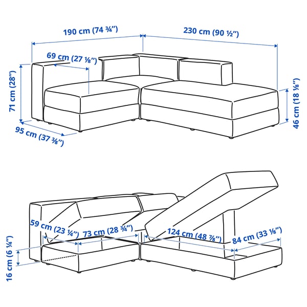 JÄTTEBO Sofa penjuru modular, 2-5 tpt. ddk.
