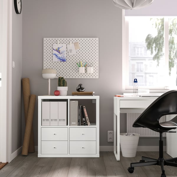 KALLAX Unit para-para, dengan 4 laci/putih, 77x77 cm