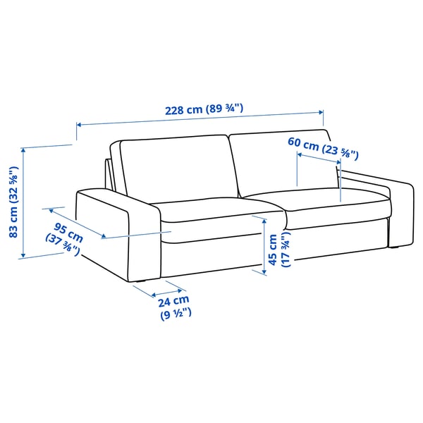 KIVIK Sofa 3 tempat duduk, Tallmyra biru