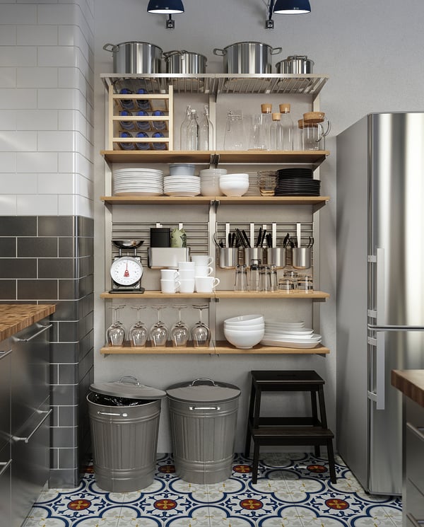 KNODD Tong sampah dgn penutup, kelabu, 40 l