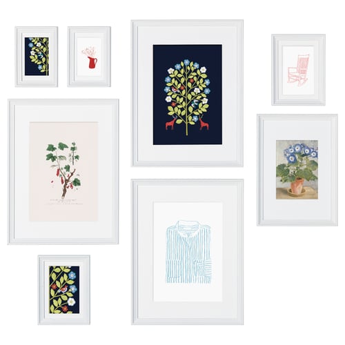 KNOPPÄNG Set 8 unit bingkai dengan poster
