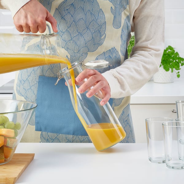 KORKEN Balang berpenutup berbentuk botol, kaca jernih, 1.4 l