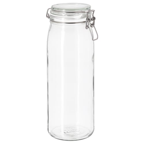 KORKEN Balang berpenutup, kaca jernih, 2 l