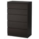 KULLEN Almari 5 laci, hitam coklat, 70x40x112 cm