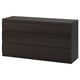 KULLEN Almari 6 laci, hitam coklat, 140x40x72 cm
