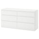 KULLEN Almari 6 laci, putih, 140x40x72 cm