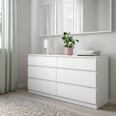 KULLEN Almari 6 laci, putih, 140x40x72 cm