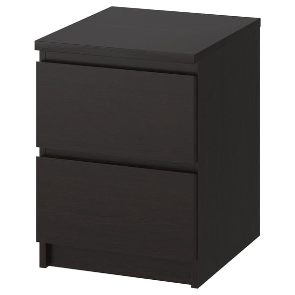 MALM Almari 2 laci, hitam coklat, 40x55 cm