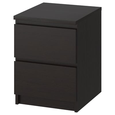 MALM Almari 2 laci, hitam coklat, 40x55 cm