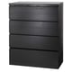 MALM Almari 4 laci, hitam coklat, 80x100 cm