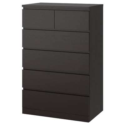 MALM Almari 6 laci, hitam coklat, 80x123 cm
