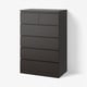 MALM Almari 6 laci, hitam coklat, 80x123 cm