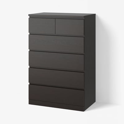MALM Almari 6 laci, hitam coklat, 80x123 cm