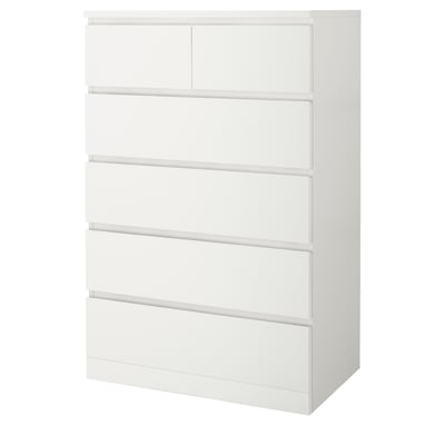 MALM Almari 6 laci, putih, 80x123 cm