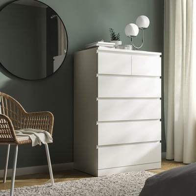 MALM Almari 6 laci, putih, 80x123 cm