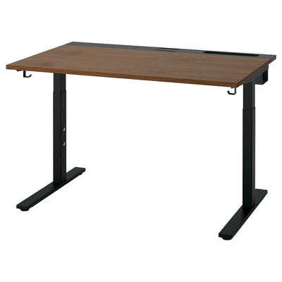 MITTZON Meja, venir kayu walnut/hitam, 120x80 cm