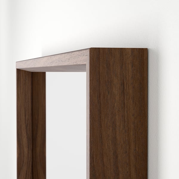 NISSEDAL Cermin, kesan kayu walnut, 65x65 cm