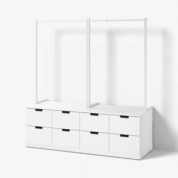 NORDLI Almari 8 laci, putih, 160x169 cm