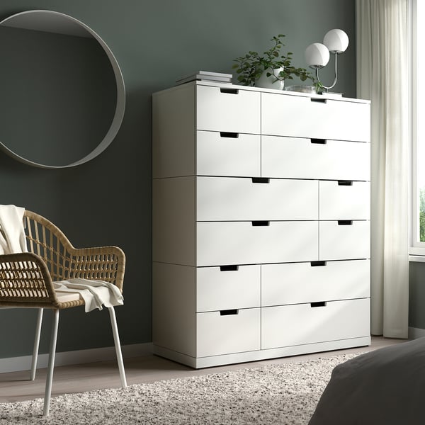 NORDLI Almari berlaci 12, putih, 120x145 cm