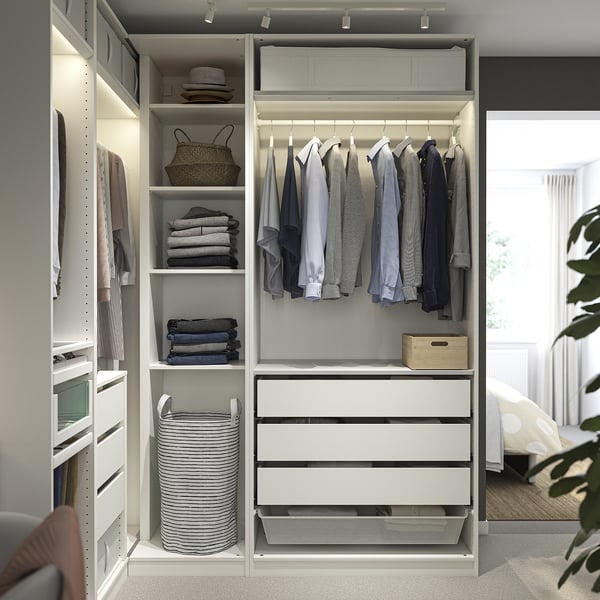 PAX Almari pakaian penjuru, putih, 211/161x236 cm
