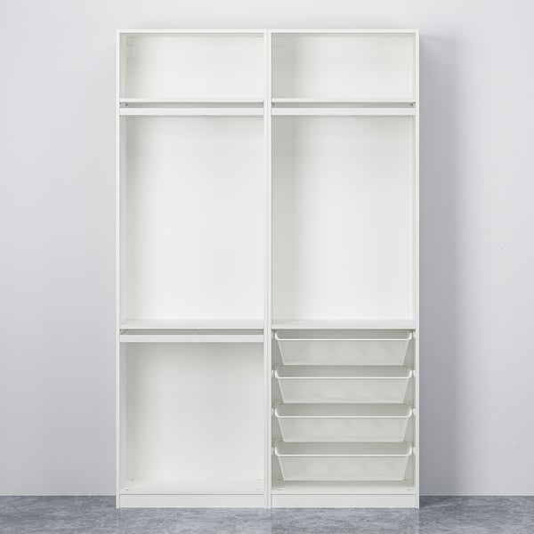 PAX / HASVIK Kombinasi almari pakaian, putih/putih, 150x43x236 cm