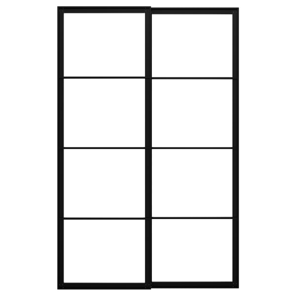PAX Rangka spsg pntu gelangsar dg rel, hitam, 150x236 cm