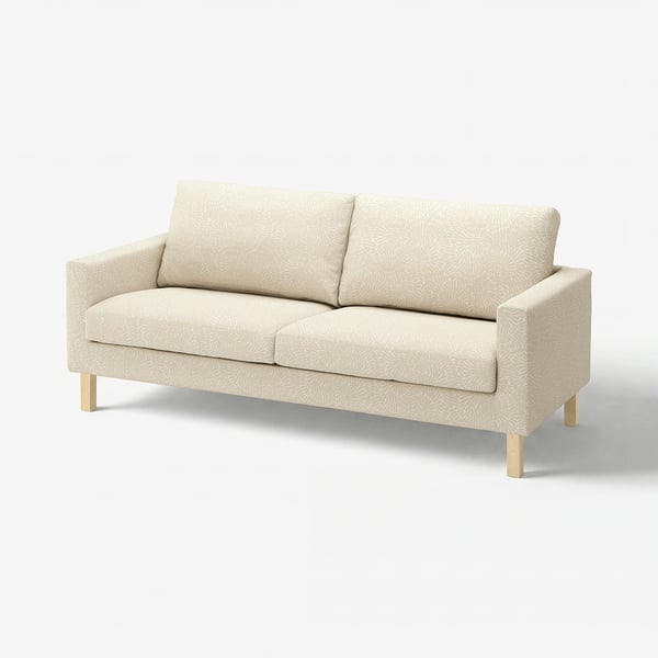 SALTSJÖBADEN Sarung sofa 3 tempat duduk, Vittangi kuning air muda/putih