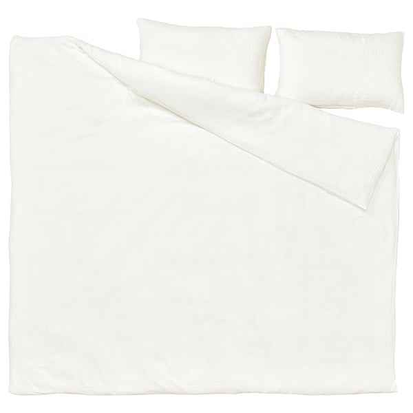 SCHERSMIN Sarung duvet dan 2 sarung bantal, putih, 200x200/50x80 cm