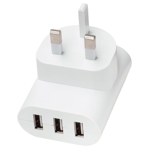SMÅHAGEL Pengecas USB 3 port, putih