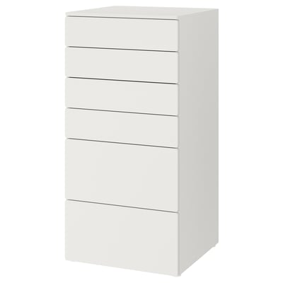 SMÅSTAD / PLATSA Almari 6 laci, putih/putih, 60x57x123 cm