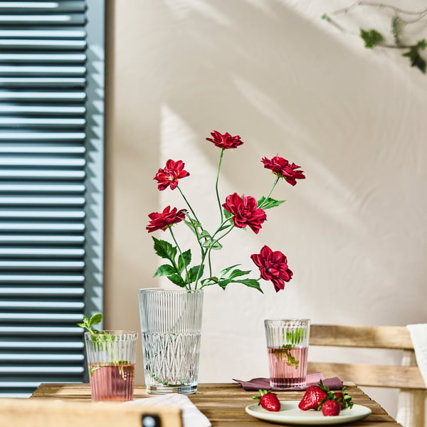 SMYCKA Bunga tiruan, dalam/luar Dahlia/merah jambu gelap, 66 cm