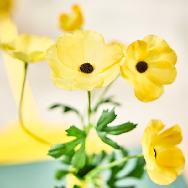 SMYCKA Bunga tiruan, dalam/luar Ranunculus/kuning, 63 cm