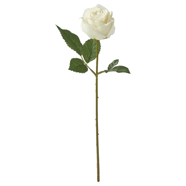 SMYCKA Bunga tiruan, dalam/luar/Rose putih, 40 cm