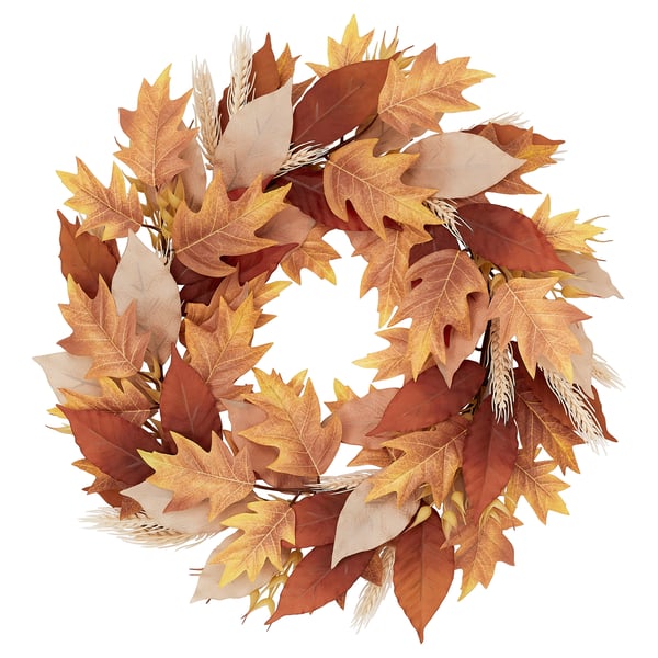 SMYCKA Lingkaran bunga tiruan, dalam/luar/leaf jingga coklat, 60 cm